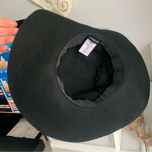 Bebe 100% Wool Black Flex Soft Felt Hat Wide Brim main image 5